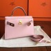 Hermes Kelly Mini II Handmade Bag In Rose Dragee Swift Calfskin