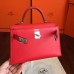 Hermes Kelly Mini II Handmade Bag In Red Swift Calfskin