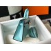 Hermes Kelly Mini II Handmade Bag In Blue Atoll Crocodile Embossed Leather