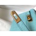 Hermes Kelly Mini II Handmade Bag In Blue Atoll Crocodile Embossed Leather