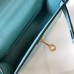 Hermes Kelly Mini II Handmade Bag In Blue Atoll Crocodile Embossed Leather
