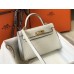 Hermes Kelly Mini II Handmade Bag In Beton Crocodile Embossed Leather