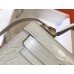 Hermes Kelly Mini II Handmade Bag In Beton Crocodile Embossed Leather