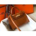 Hermes Kelly Mini II Handmade Bag In Brown Crocodile Embossed Leather