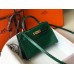 Hermes Kelly Mini II Handmade Bag In Green Crocodile Embossed Leather