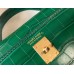 Hermes Kelly Mini II Handmade Bag In Green Crocodile Embossed Leather