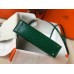 Hermes Kelly Mini II Handmade Bag In Green Crocodile Embossed Leather