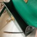 Hermes Kelly Mini II Handmade Bag In Green Crocodile Embossed Leather