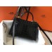 Hermes Kelly Mini II Handmade Bag In Black Crocodile Embossed Leather