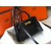 Hermes Kelly Mini II Handmade Bag In Black Crocodile Embossed Leather