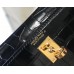 Hermes Kelly Mini II Handmade Bag In Black Crocodile Embossed Leather