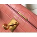 Hermes Kelly Mini II Handmade Bag In Pink Crocodile Embossed Leather