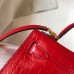 Hermes Kelly Mini II Handmade Bag In Red Crocodile Embossed Leather