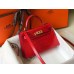 Hermes Kelly Mini II Handmade Bag In Red Crocodile Embossed Leather