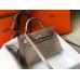 Hermes Kelly Mini II Handmade Bag In Grey Crocodile Embossed Leather
