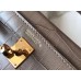 Hermes Kelly Mini II Handmade Bag In Grey Crocodile Embossed Leather