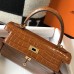 Hermes Kelly 25cm Handmade Bag In Brown Embossed Crocodile Leather