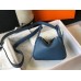 Hermes Lindy Mini Bag In Blue Agate Clemence Leather PHW