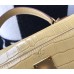 Hermes Kelly 25cm Handmade Bag In Jaune Poussin Embossed Crocodile Leather