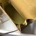 Hermes Kelly 25cm Handmade Bag In Jaune Poussin Embossed Crocodile Leather