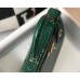 Hermes Kelly 25cm Handmade Bag In Green Embossed Crocodile Leather