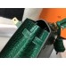 Hermes Kelly 25cm Handmade Bag In Green Embossed Crocodile Leather