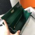 Hermes Kelly 25cm Handmade Bag In Green Embossed Crocodile Leather