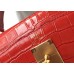 Hermes Kelly 25cm Handmade Bag In Red Embossed Crocodile Leather