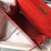 Hermes Kelly 25cm Handmade Bag In Red Embossed Crocodile Leather