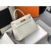 Hermes Kelly 25cm Handmade Bag In White Embossed Crocodile Leather