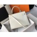 Hermes Kelly 25cm Handmade Bag In White Embossed Crocodile Leather