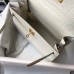 Hermes Kelly 25cm Handmade Bag In White Embossed Crocodile Leather