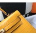 Hermes Kelly 25cm Handmade Bag In Yellow Embossed Crocodile Leather