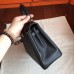 Hermes Kelly 25cm Retourne Handmade Bag In Black Swift Leather