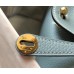 Hermes Lindy Mini Bag In Blue Lin Clemence Leather GHW