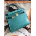 Hermes Kelly 25cm Handmade Bag In Vert Vertigo Ostrich Skin