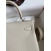 Hermes Kelly Retourne 25 Handmade Bag In Craie Clemence Leather