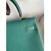 Hermes Kelly Retourne 25 Handmade Bag In Blue Paon Clemence Leather