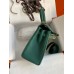 Hermes Kelly Retourne 25 Handmade Bag In Blue Paon Clemence Leather