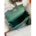 Hermes Kelly Retourne 25 Handmade Bag In Blue Paon Clemence Leather