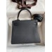 Hermes Kelly Retourne 25 Handmade Bag In Black Clemence Leather