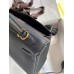 Hermes Kelly Retourne 25 Handmade Bag In Black Clemence Leather