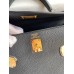 Hermes Kelly Retourne 25 Handmade Bag In Black Clemence Leather
