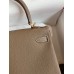 Hermes Kelly Retourne 25 Handmade Bag In Taupe Clemence Leather
