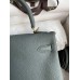Hermes Kelly Retourne 25 Handmade Bag In Vert Amande Clemence Leather