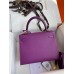 Hermes Kelly Sellier 25 Handmade Bag In Anemone Epsom Calfskin