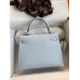 Hermes Kelly Sellier 25 Handmade Bag In Blue Brume Epsom Calfskin