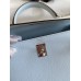 Hermes Kelly Sellier 25 Handmade Bag In Blue Brume Epsom Calfskin