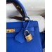 Hermes Kelly Sellier 25 Handmade Bag In Blue France Epsom Calfskin