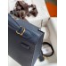 Hermes Kelly Sellier 25 Handmade Bag In Blue Indigo Epsom Calfskin